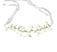 Lot de 2 bandeaux pour cheveux de mariée - Couronne de fleurs avec perles - Pour fille - Pour mariage, anniversaire, fête - Blanc