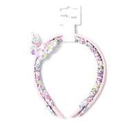 Lot de 2 bandeaux pour filles à motif floral et papillon uni, rose ou bleu, 1,1 cm de large, recouvert de tissu (rose)