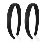 Lot de 2 bandeaux rembourrés larges en éponge de 1,8 cm - Antidérapants - Tendance - Uni - Solide - Accessoire de coiffure pour femmes et filles