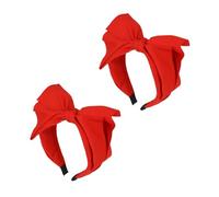 Lot de 2 bandeaux rouges tendance avec nœud papillon exquis pour femme avec nœud supérieur rouge double couche pour soins des cheveux
