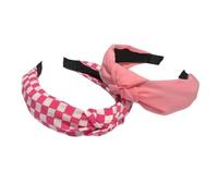 Lot de 2 bandeaux tendance pour femme et fille - Pour le yoga, le lavage, les fêtes, les festivals, les vacances, l'échiquier et rose foncé