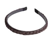 Lot de 2 bandeaux tressés avec dents - Accessoires de cheveux synthétiques - Bandeau tressé - Accessoire pour femme - Largeur : 1 cm - Marron foncé
