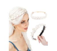 Lot de 2 bandeaux tressés avec dents - Aspect naturel - Blond platine