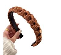Lot de 2 bandeaux tressés pour femme - Serre-tête Dirndl - Bandeau tressé antidérapant - Pour mariage et fête - Café clair