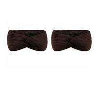 Lot de 2 bandeaux tricotés pour femme - Avec nœud torsadé - Doublure polaire - Accessoires pour les oreilles - Cache-oreilles - Pour l'hiver - Bandeau épais - Pour les sports de plein air (café)