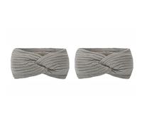 Lot de 2 bandeaux tricotés pour femme - Avec nœuds torsadés - Doublure en polaire - Accessoires de cheveux - Cache-oreilles - Pour l'hiver - Bandeau épais - Pour les sports de plein air - Gris clair