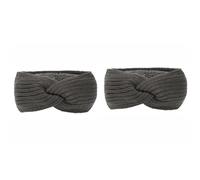 Lot de 2 bandeaux tricotés pour femme - Avec nœuds torsadés - Doublure en polaire - Accessoires de cheveux - Cache-oreilles - Pour l'hiver - Bandeau épais - Pour les sports de plein air - Gris foncé