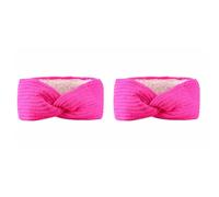 Lot de 2 bandeaux tricotés pour femme - Avec nœuds torsadés - Doublure en polaire - Accessoires de cheveux - Cache-oreilles - Pour l'hiver - Bandeau épais - Pour les sports de plein air - Rouge rose