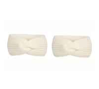Lot de 2 bandeaux tricotés pour femme - Avec nœuds torsadés - Doublure en polaire - Cache-oreilles - Pour l'hiver - Larges bandeaux épais - Pour les sports de plein air - Blanc