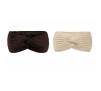 Lot de 2 bandeaux tricotés pour femme - Avec nœuds torsadés - Doublure polaire - Accessoires de cheveux - Cache-oreilles - Crochet - Pour l'hiver - Bandeau élastique épais - Pour les sports de plein