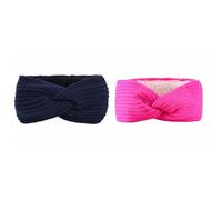 Lot de 2 bandeaux tricotés pour femme - Avec nœuds torsadés - Doublure polaire - Accessoires de cheveux - Cache-oreilles - Crochet - Pour l'hiver - Bandeau élastique épais - Pour les sports de plein