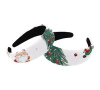 Lot de 2 bandeaux vintage blancs pour femme, adorables nains de Noël, arbre de Noël, flocon de neige, antidérapant, épais, rembourré, large