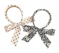 Lot de 2 bandeaux vintage pour femmes noir et blanc écharpe en soie à pois nœud bandeau années 1940 tempérament fille accessoire cheveux
