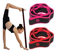 Lot de 2 Bandes de Boucle d'exercice Bandes Latines Extensibles 15-20 kg Bandes élastiques de Yoga Pilates Résistance Fitness Bandes de Formation de Danse élastique Gymnastique (Rouge et Rose)