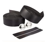 Lot de 2 bandes de guidon en fibre de carbone de qualité supérieure respirantes et antidérapantes en cuir PU pour vélo de route (noir)