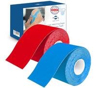 Lot de 2 bandes de kinésiologie - Bleu et rouge - Imperméables - Doux pour la peau - Élastiques - Autocollantes - Idéales pour le sport et la vie quotidienne axion