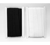 Lot de 2 bandes élastiques plates de 15 mm pour couture, blanc et noir (101332,15 x 10 m)