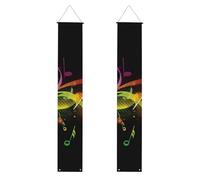 Lot de 2 bannières colorées de notes de musique pour porche d'entrée - Décoration de maison élégante - Drapeaux à suspendre - Bannière de bienvenue pour extérieur et intérieur - Fournitures de