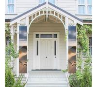 Lot de 2 bannières de bienvenue à suspendre pour porte d'entrée, porche de plage, dunes saisonnières, panneau de porche à suspendre pour ferme, intérieur, toile de fond, drapeau extérieur, 180 x 30 cm