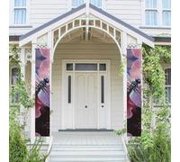 Lot de 2 bannières de bienvenue à suspendre pour porte d'entrée Printemps Été Bannière de porche Fleur et Libellule bleue Saisonnière Panneau de porche Panneau de Porche Maison Maison Décoration