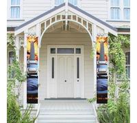 Lot de 2 bannières de bienvenue à suspendre pour porte d'entrée Printemps été Bannière de porche Magique Guitare électrique Musique Saisonnière Panneau de Porche Panneau de Porche Ferme Intérieur