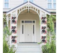 Lot de 2 bannières de bienvenue à suspendre pour porte d'entrée printemps été bannière de porche schnauzer saisonnier panneau de porte de ferme intérieur toile de fond décoration extérieure drapeau