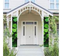 Lot de 2 bannières de bienvenue à suspendre pour porte d'entrée Printemps Été Porche Bannière Beaucoup de trèfle vert saisonnier Panneau de porche à suspendre Ferme Intérieur Toile de fond Décoration
