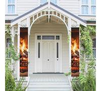 Lot de 2 bannières de bienvenue à suspendre pour porte d'entrée Printemps Été Porche Bannière Brûlant du bois de chauffage Grande cheminée Saisonnière Porte Porche Panneau de Porche Ferme Intérieur