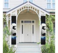 Lot de 2 bannières de bienvenue à suspendre pour porte d'entrée Printemps Été Porche Bannière Football Sport Saisonnier Porche Panneau Ferme Intérieur Toile de Fond Décoration Extérieur Drapeau 180 x