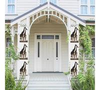 Lot de 2 bannières de bienvenue à suspendre pour porte d'entrée Printemps Été Porche Bannière Girafe Africaine Saisonnière Panneau de Porche à Suspendre Ferme Intérieur Toile de Fond Décoration