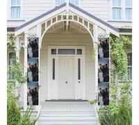 Lot de 2 bannières de bienvenue à suspendre pour porte d'entrée Printemps Été Porche Bannière Hiver Ours Saisonnier Porche Panneau Ferme Intérieur Toile de Fond Décoration Extérieur Drapeau 180 x 30