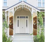 Lot de 2 bannières de bienvenue à suspendre pour porte d'entrée Printemps Été Porche Bannière Lion Mouton Saisonnier Porte Porche Panneau Ferme Intérieur Toile de Fond Décoration Extérieur Drapeau 180