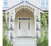 Lot de 2 bannières de bienvenue à suspendre pour porte d'entrée Printemps Été Porche Bannière Ours polaire Saisonnier Porte Porche Panneau Ferme Intérieur Toile de Fond Décoration Extérieur Drapeau