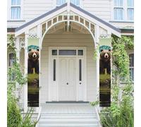 Lot de 2 bannières de bienvenue à suspendre pour porte d'entrée Printemps Été Porche Bannière Rivière Ours Maman Saisonnier Porte Porche Panneau Ferme Intérieur Toile de Fond Décoration Extérieur