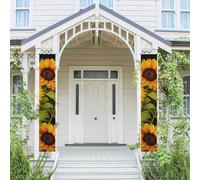 Lot de 2 bannières de bienvenue à suspendre pour porte d'entrée Printemps Été Porche Bannière Soleil Fleur Saisonnière Porte Porche Panneau Ferme Intérieur Toile de Fond Décoration Extérieur Drapeau