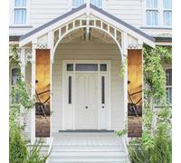 Lot de 2 bannières de bienvenue à suspendre pour porte d'entrée Printemps Été Porche Bannière Vieux Vélo Saisonnier Porche Panneau Ferme Intérieur Toile de Fond Décoration Extérieur Drapeau 180 x 30