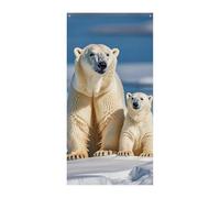 Lot de 2 bannières de couverture de porte en forme d'ours polaires 90 x 180 cm - Bannières de fête saisonnières - Panneau de bienvenue vertical - Décoration de porte à suspendre pour porche, entrée