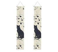 Lot de 2 bannières de décoration de porche en polyester avec motifs de chats persans, pour porte d'entrée, cour, cérémonie ou fête, réutilisables, lavables avec tiges et cordes