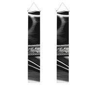 Lot de 2 bannières de félicitations en polyester réutilisables et lavables avec tiges et cordes pour porte d'entrée, cour, cérémonie ou fête - Chapeau noir de cowboy - Bottes occidentales