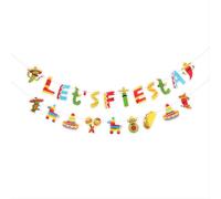 Lot de 2 bannières de fête mexicaine à suspendre, bannière colorée Lets Fiesta et bannière Cinco De Mayo Cactus, Taco, Arc-en-ciel, Annes pour carnaval mexicain, festival, fête d'anniversaire