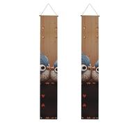 Lot de 2 bannières de porche à rayures Love Birdie - Bannière de porte à suspendre - Bannière de porche « Happy Birthday » - Bannière de porte d'entrée pour fête de vacances - Décoration intérieure et