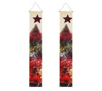 Lot de 2 bannières de porche à suspendre pour fête de Noël - Bannières de porche « Happy Birthday » - Bannière de porte d'entrée pour fête de vacances - Décoration intérieure et extérieure