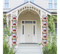 Lot de 2 bannières de porche à suspendre pour porte d'entrée, bannière de porche de dessin animé coccinelle, fleur, bannière de bienvenue à suspendre pour décoration de vacances