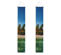 Lot de 2 bannières de porche à suspendre pour porte d'entrée des îles d'outre-mer - Bannières de porche « Happy Birthday » - Bannière de porte d'entrée pour fête de vacances - Décoration intérieure et