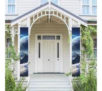 Lot de 2 bannières de porche à suspendre pour porte d'entrée, mur, porche, bannière fantaisie, terre bienvenue, décoration de vacances