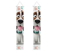 Lot de 2 bannières de porche amusantes en forme de chien - Décoration de maison élégante - Drapeaux à suspendre - Bannière de bienvenue pour extérieur et intérieur - Fournitures de vacances - 180 x