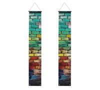 Lot de 2 bannières de porche colorées en brique à suspendre pour porte d'entrée, bannière de porche « Happy Birthday » - Bannière de porte d'entrée pour fête de vacances, décoration intérieure et
