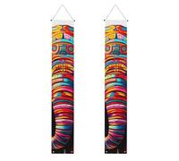 Lot de 2 bannières de porche colorées en polyester à suspendre pour porte d'entrée, cour, cérémonie ou fête, réutilisables et lavables avec tiges et cordes