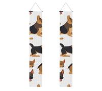 Lot de 2 bannières de porche de berger allemand - Décoration de maison élégante - Drapeaux à suspendre - Bannière de bienvenue pour extérieur et intérieur - Fournitures de vacances - 180 x 30 cm