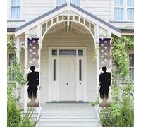 Lot de 2 bannières de porche de bienvenue pour porte d'entrée, bannière de porche pour porte d'entrée, bannière de porche pour la journée des forces armées, bannière de bienvenue américaine